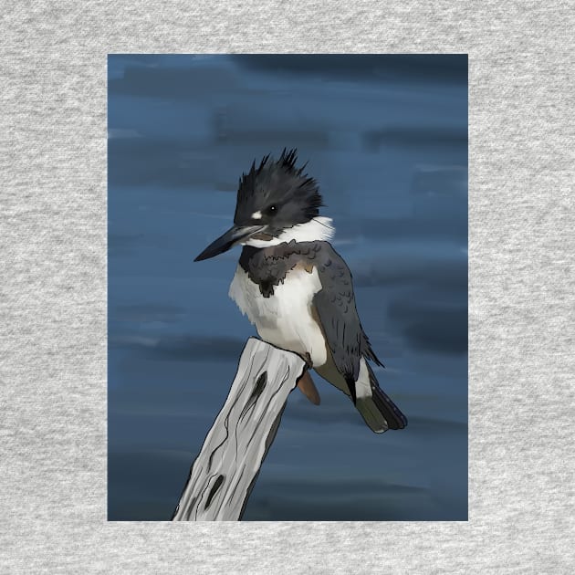 Kingfisher surveys the Kingdom from a Cedar Post Throne by laceylschmidt